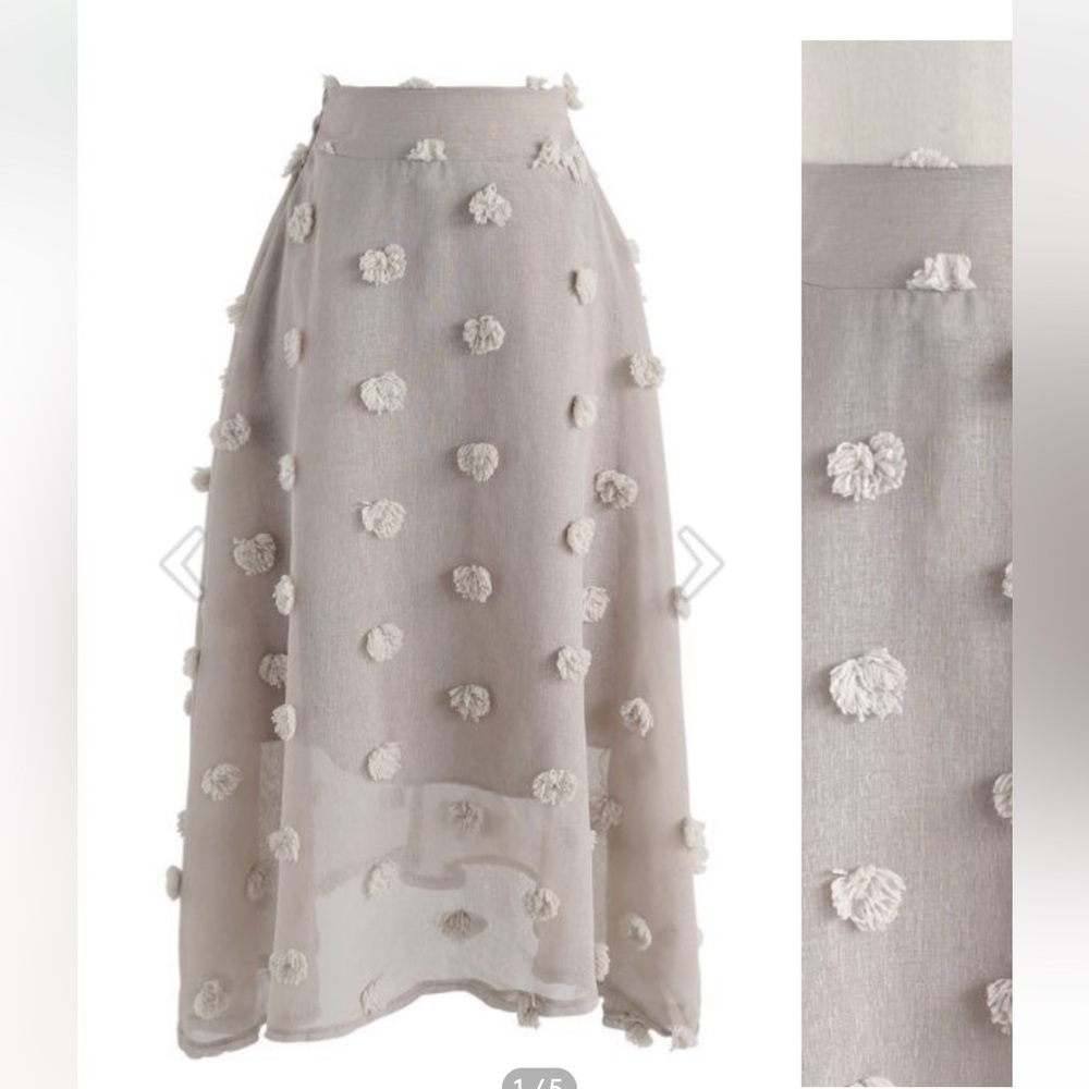 Chicwish COTTON CANDY SHEER 3D FLOWER SKIRT IN TAUPE S/M